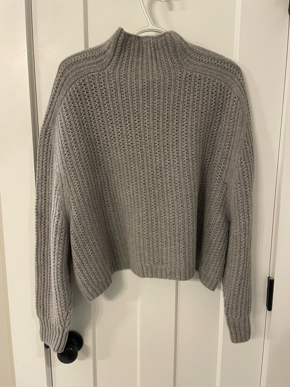 Madewell Grey Ribbed High Mock Neck Sweater